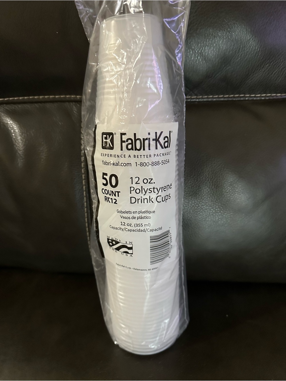 Fabri-Kal White 12 oz Polystyrene Disposable Drink Cups - 50 Count